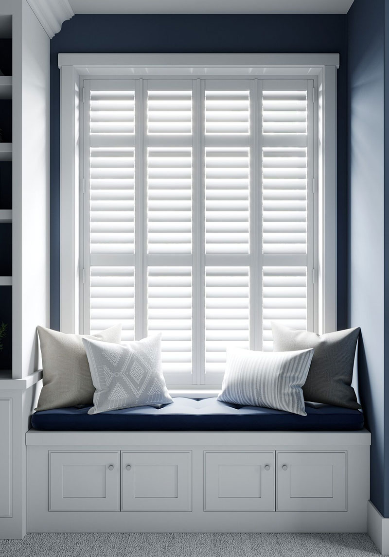 Bedroom with Venetian blinds